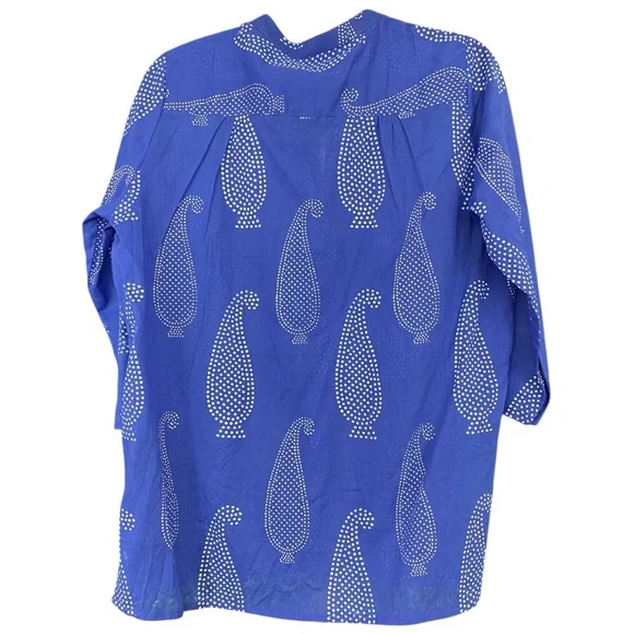 O Oliphant French Blue Pintuck Top